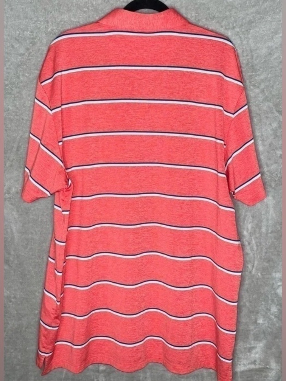 Men's Coral-Red Striped Polo Shirt